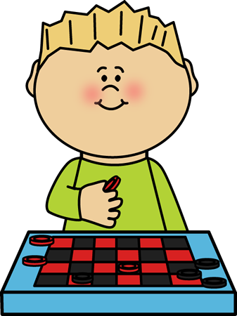 Boy Playing Checkers Clip Art - Boy Playing Board Game Clipart (337x450)