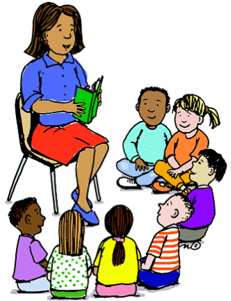School Kids Art Class Clip Art - Teacher Is Reading A Story (430x430)