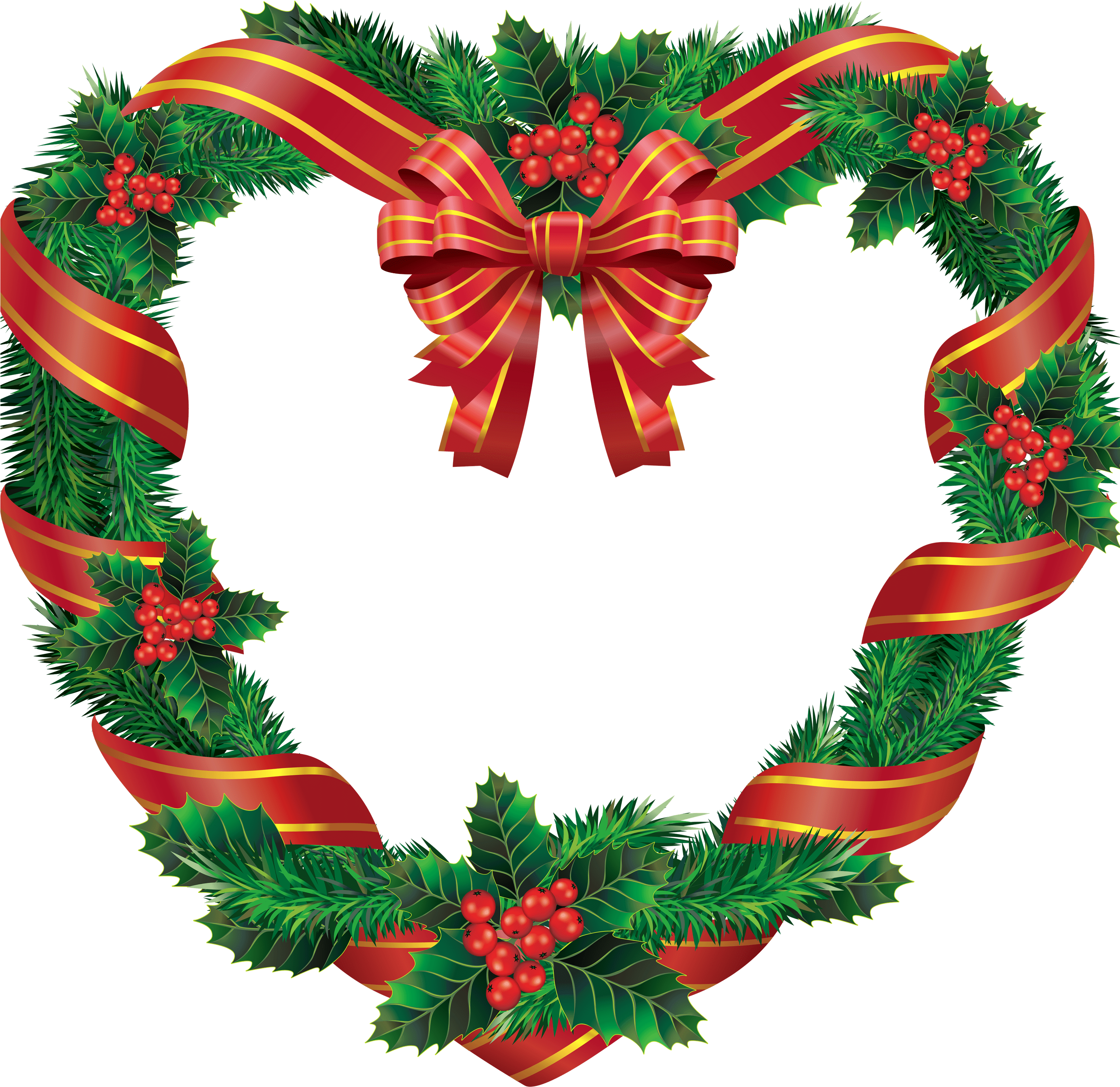 Christmas Bows, Merry Christmas, Clipart Images, Clip - Wreath Transparent (3001x2913)
