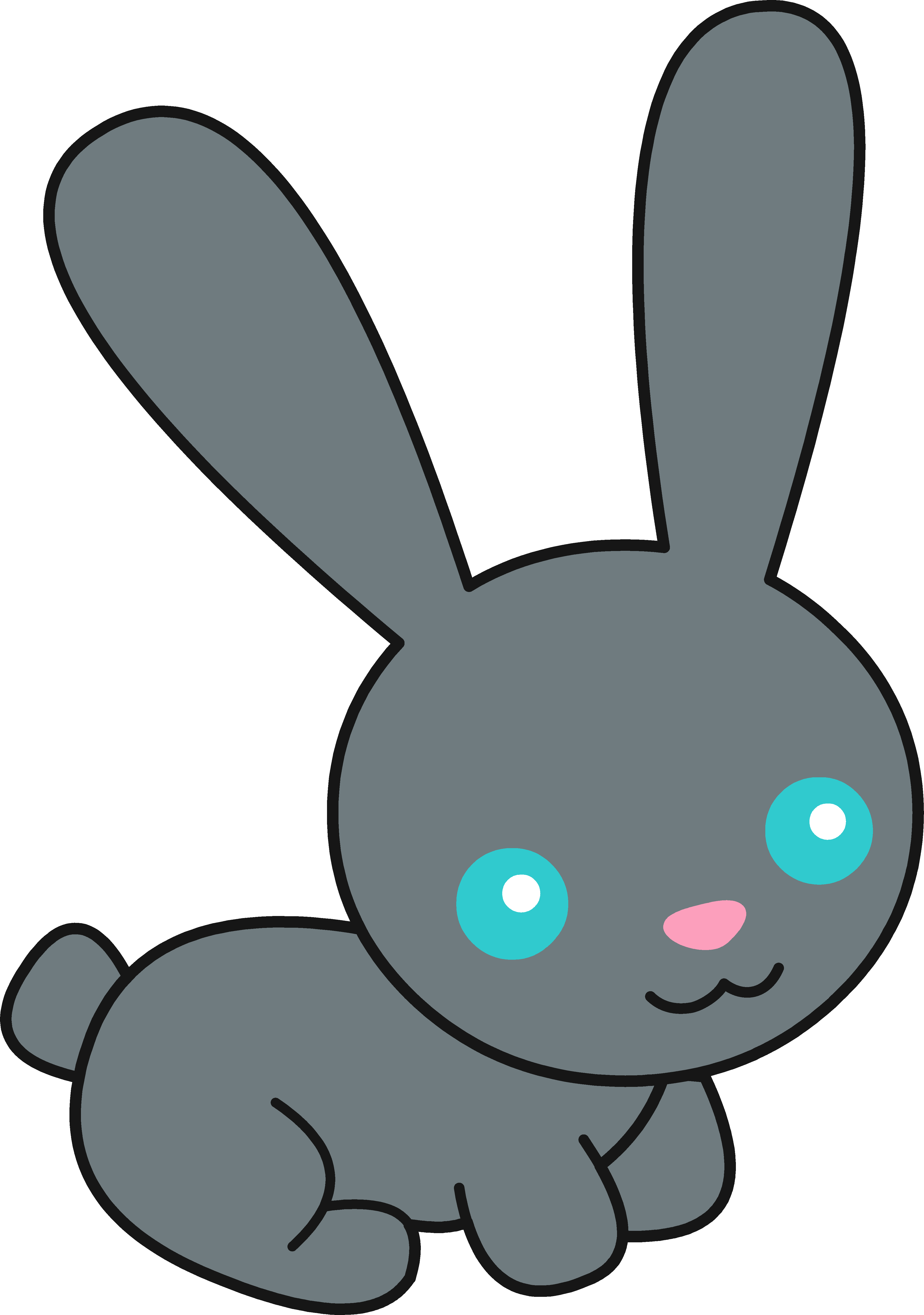 Cute Black Bunny Rabbit Free Clip Art Png - Cute Bunny Clipart (4018x5718)