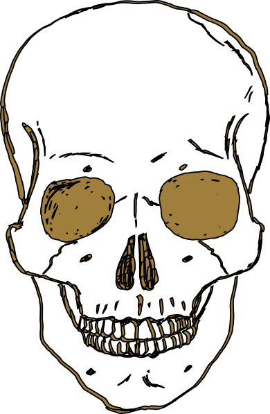 Gold Skull Clip Art - Skull Clipart Transparent Background (390x597)