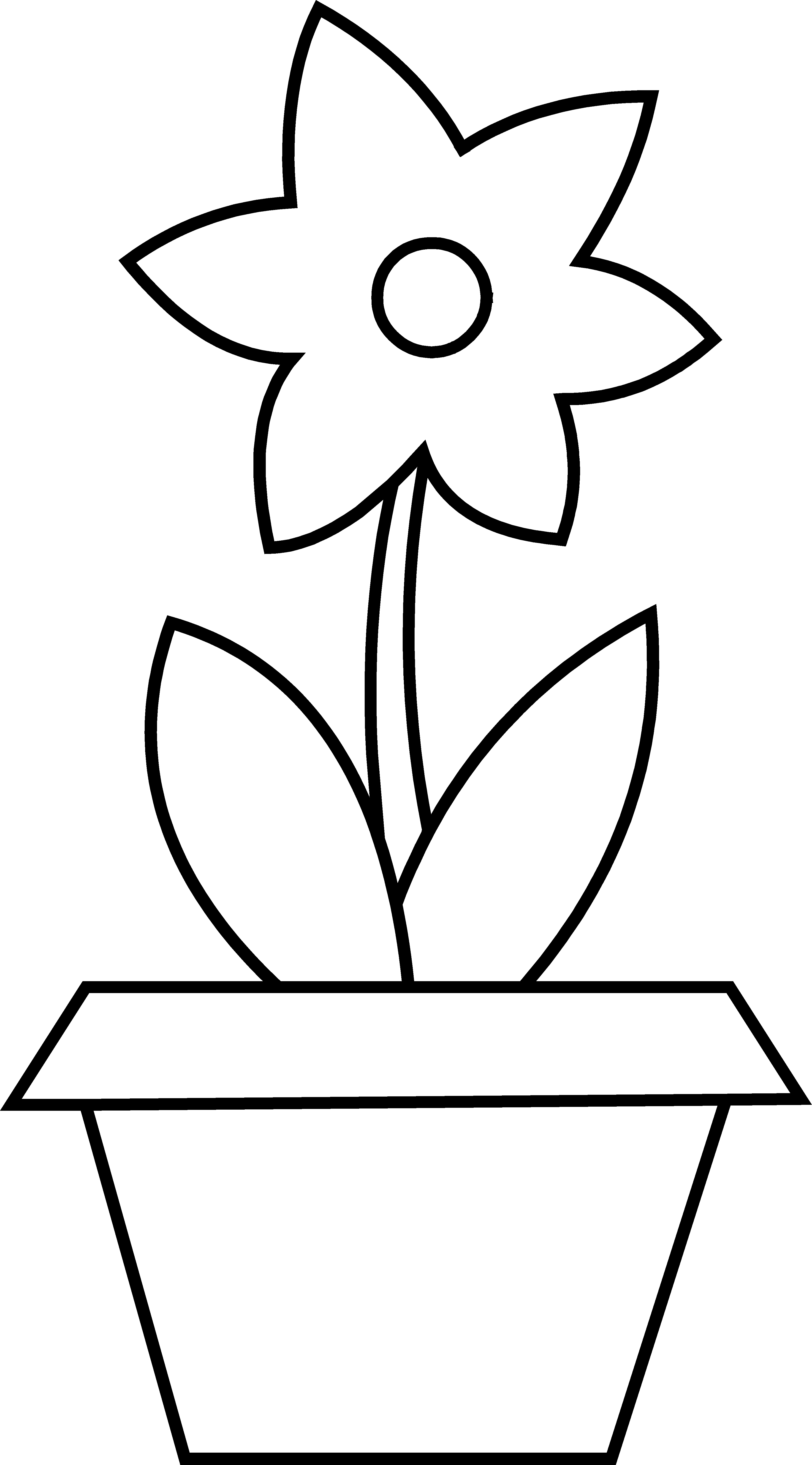 Plant Clipart Colouring - Colouring Pages Of Flower Pot (3547x6398)