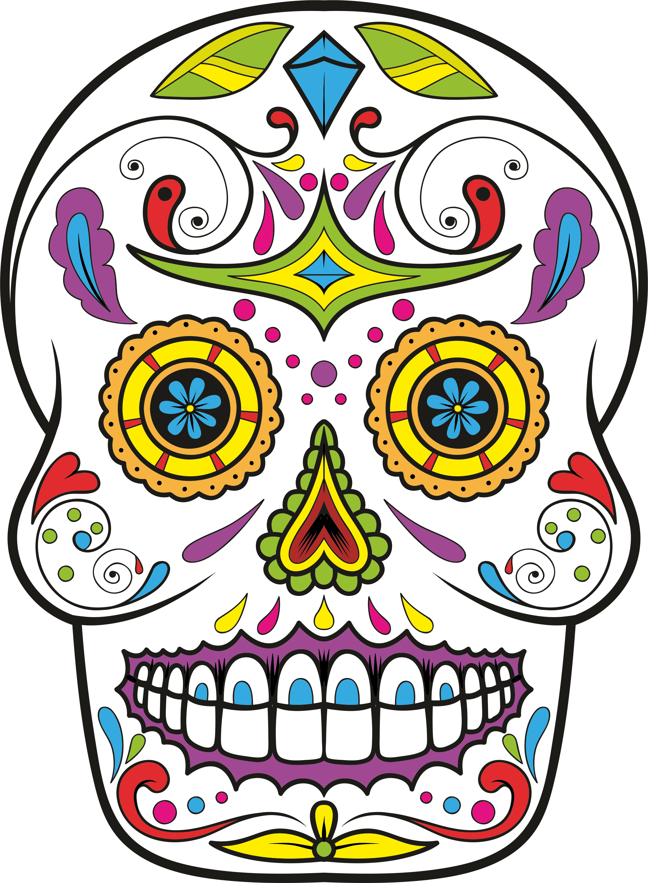 Calavera Skull Day Of The Dead Drawing Clip Art - Calavera Skull Day Of The Dead Drawing Clip Art (2183x2974)