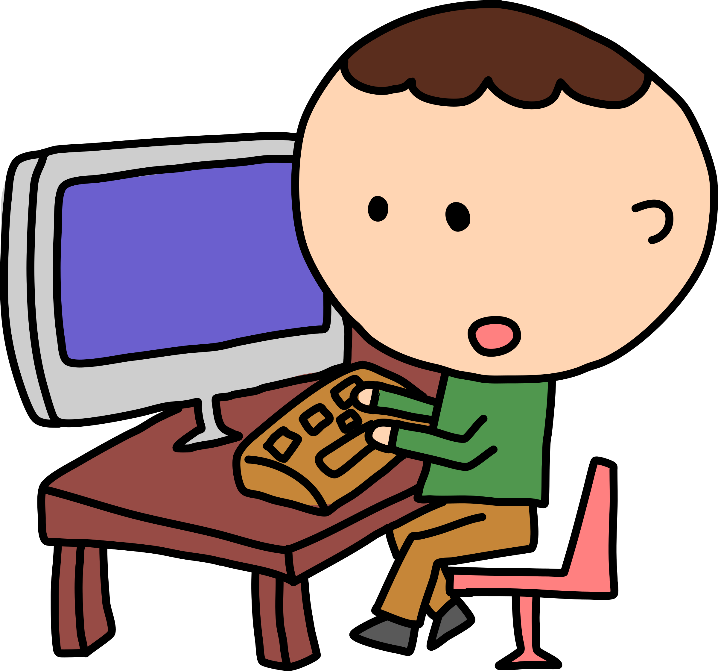Computer Clip Art - Cartoon Man On Computer (2400x2241)