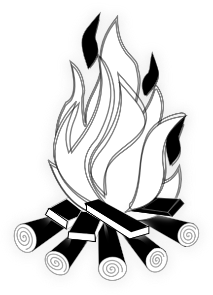 Fire Clipart Black And White Png (432x599)