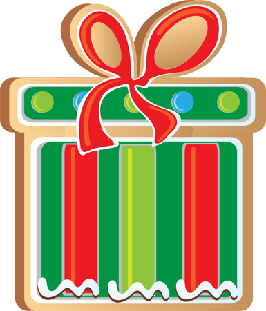 Clip Art Of A Christmas Cookie Shaped Like A Christmas - Christmas Cookies Clip Art (385x450)