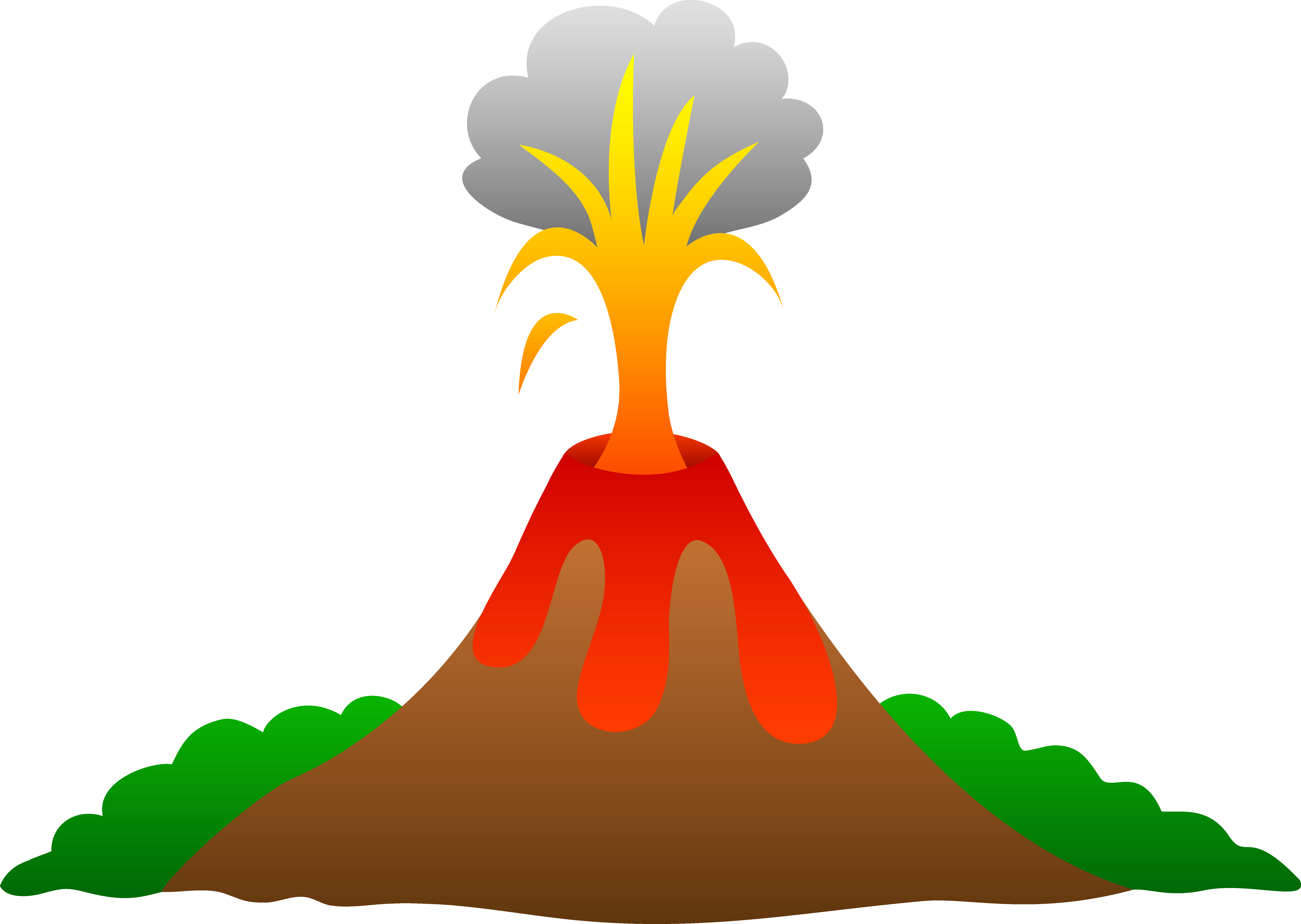 Volcano Erupting With Lava Free Clip Art Clipart Png - Volcano Clipart Transparent (7520x5343)