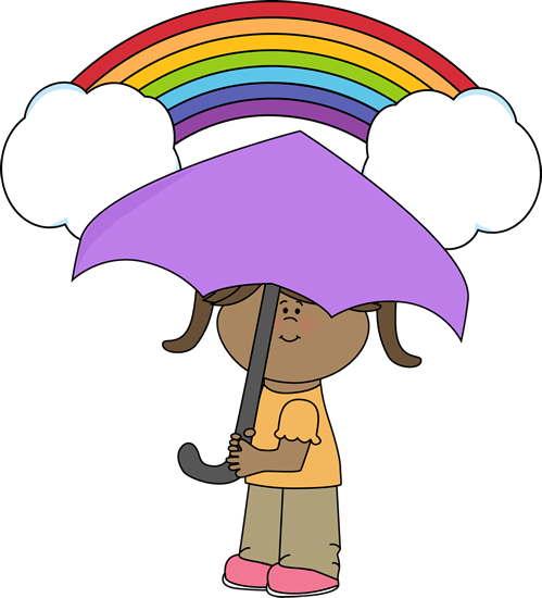 Rainbow And Girl - Rainbow Umbrella Clip Art (499x550)