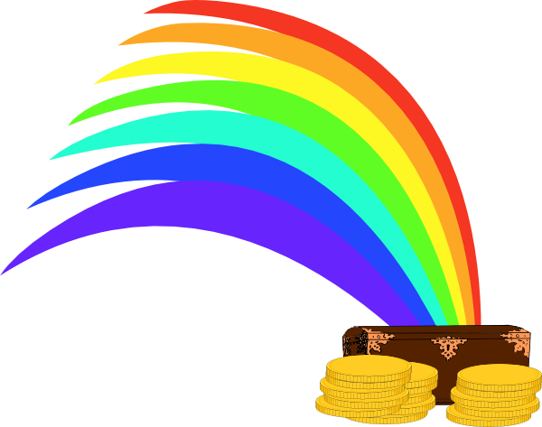 Gold At The End Of The Rainbow Clip Art At Clker - Treasure At End Of Rainbow (600x473)