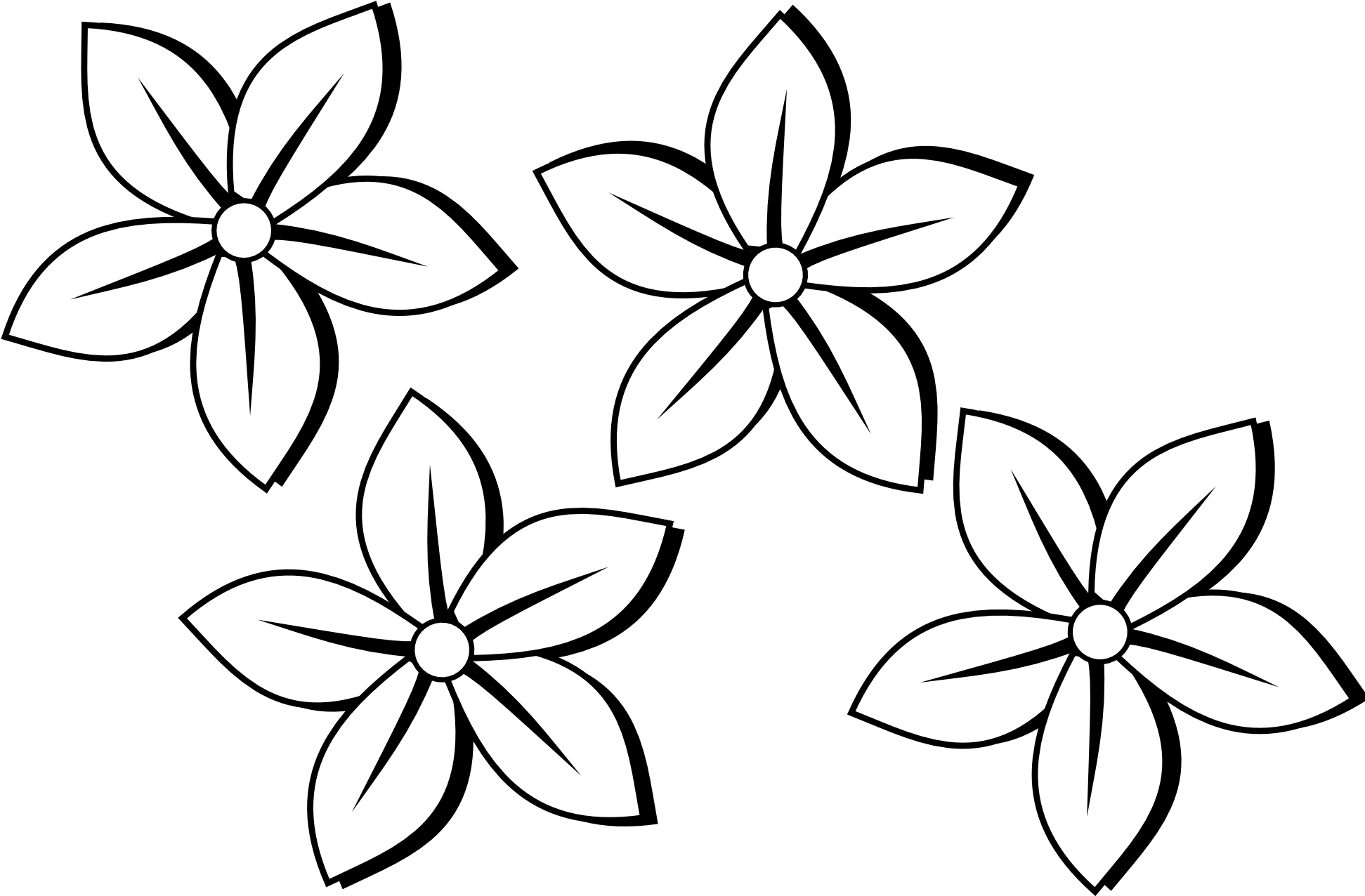 Clipart Line Art Flower - Flowers Clipart Black And White (1969x1298)
