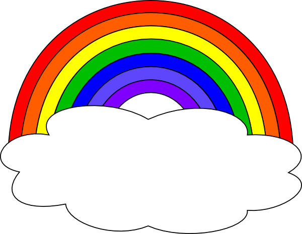 Rainbow With Clouds Clip Art - Rainbow With Clouds Clipart (600x466)