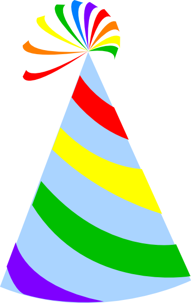 Rainbow Party Hat Sky Blue Clip Art - Clip Art Party Hat (378x599)