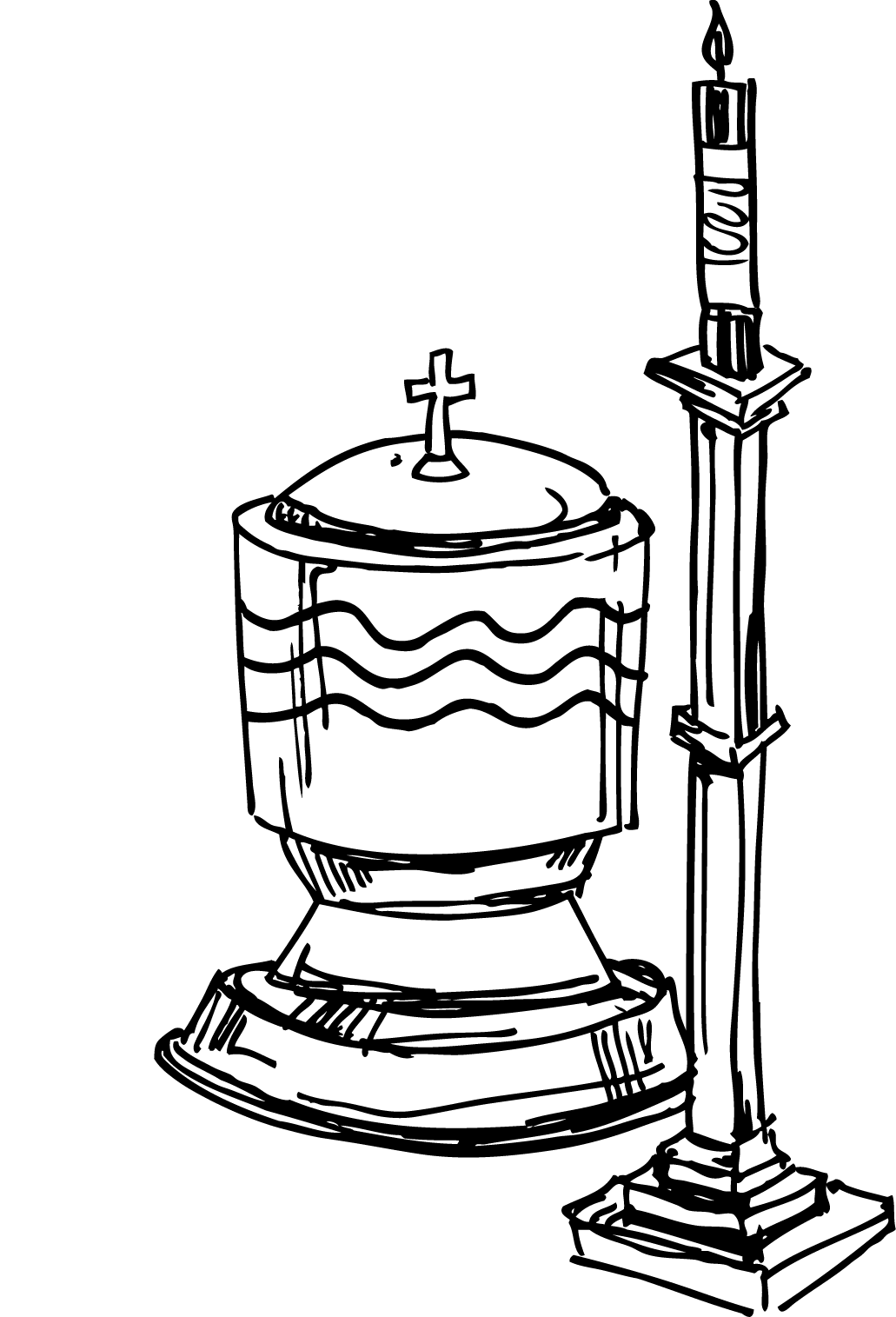 Baptism Cross Clip Art - Baptism Candle Coloring Page (1031x1515)