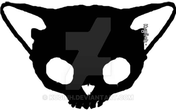 Black Cat Skull By Kuginh - Skull Cat Png (600x600)