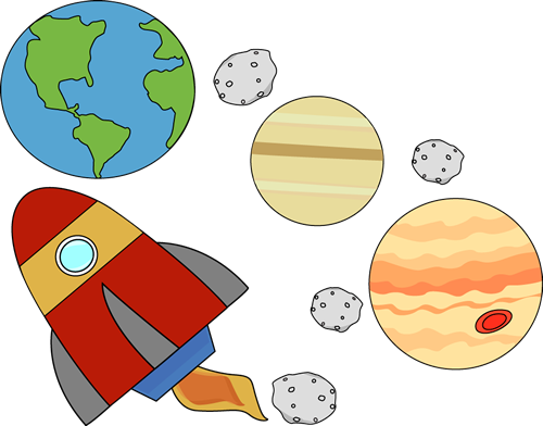 Rocket Flying Through Outerspace - Space Clipart (500x392)