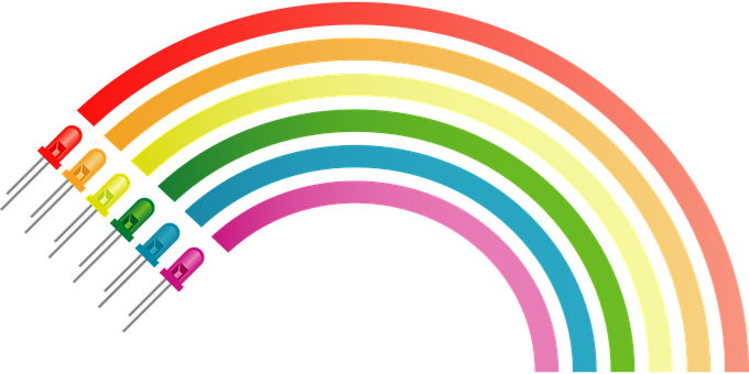 Rainbow Colors Electronic Diodes Electroni - สี รุ้ง มี สี อะไร บ้าง (680x340)