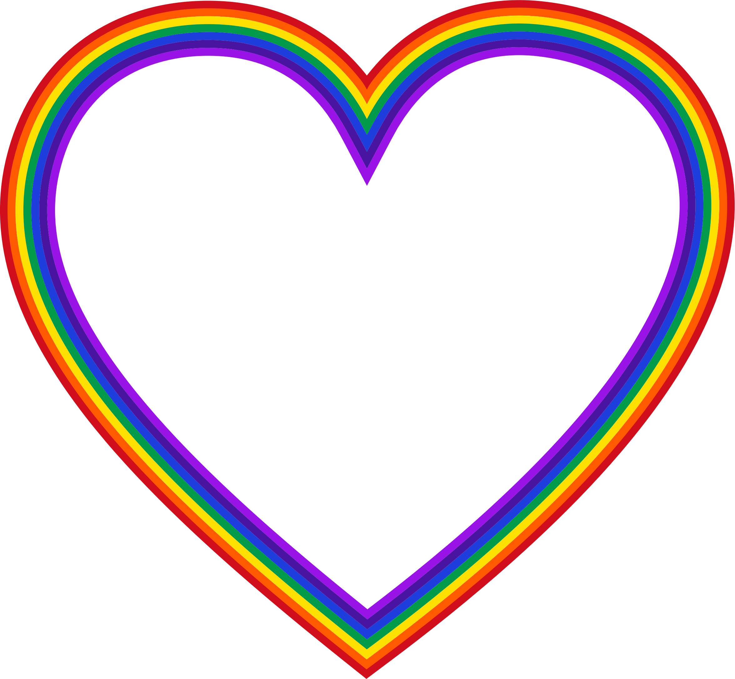 Rainbow Heart 5 - Rainbow Heart Transparent Background (2351x2172)