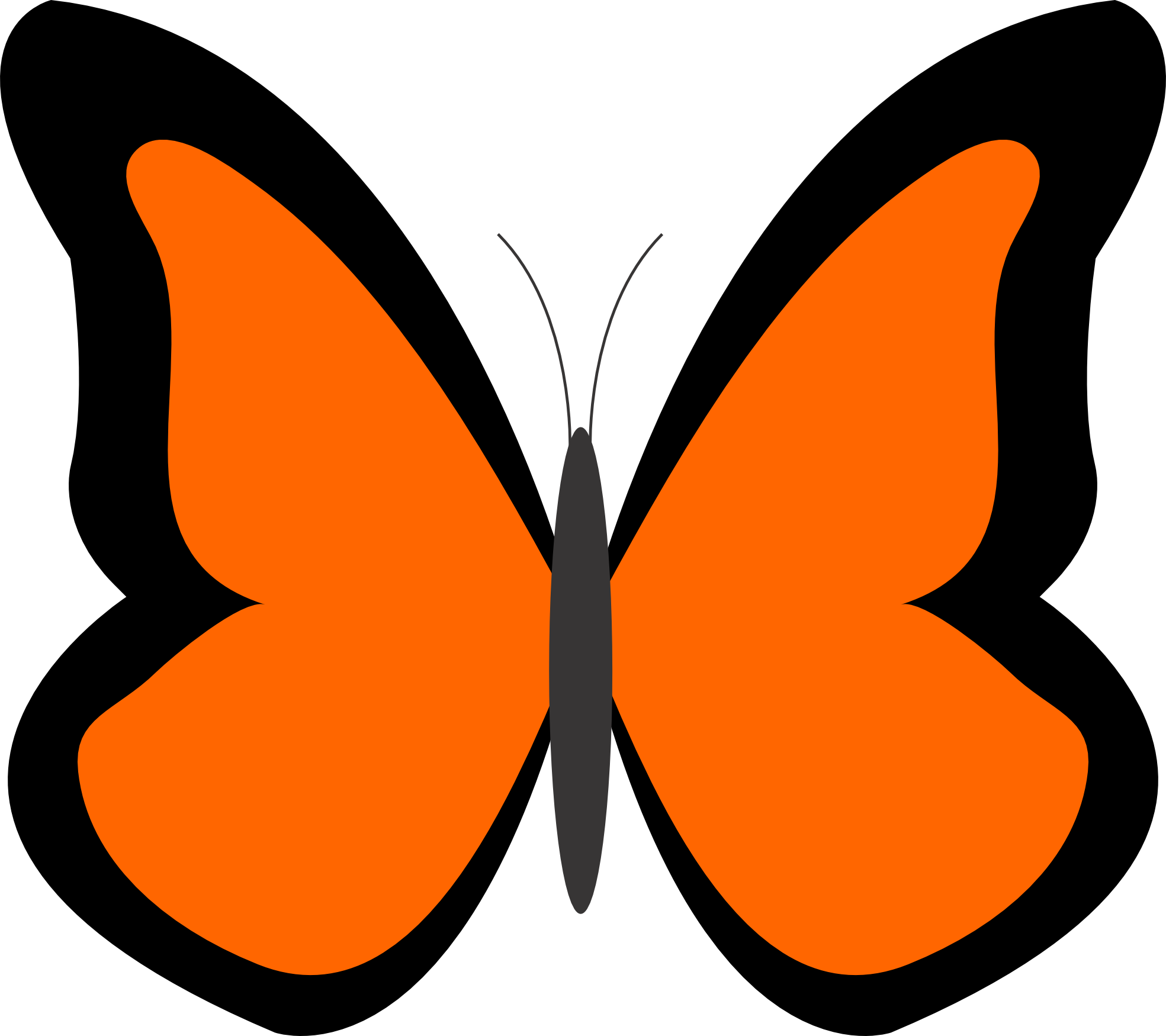 See Here Butterfly Clipart Black And White Outline - Orange Butterfly Clipart (1969x1750)