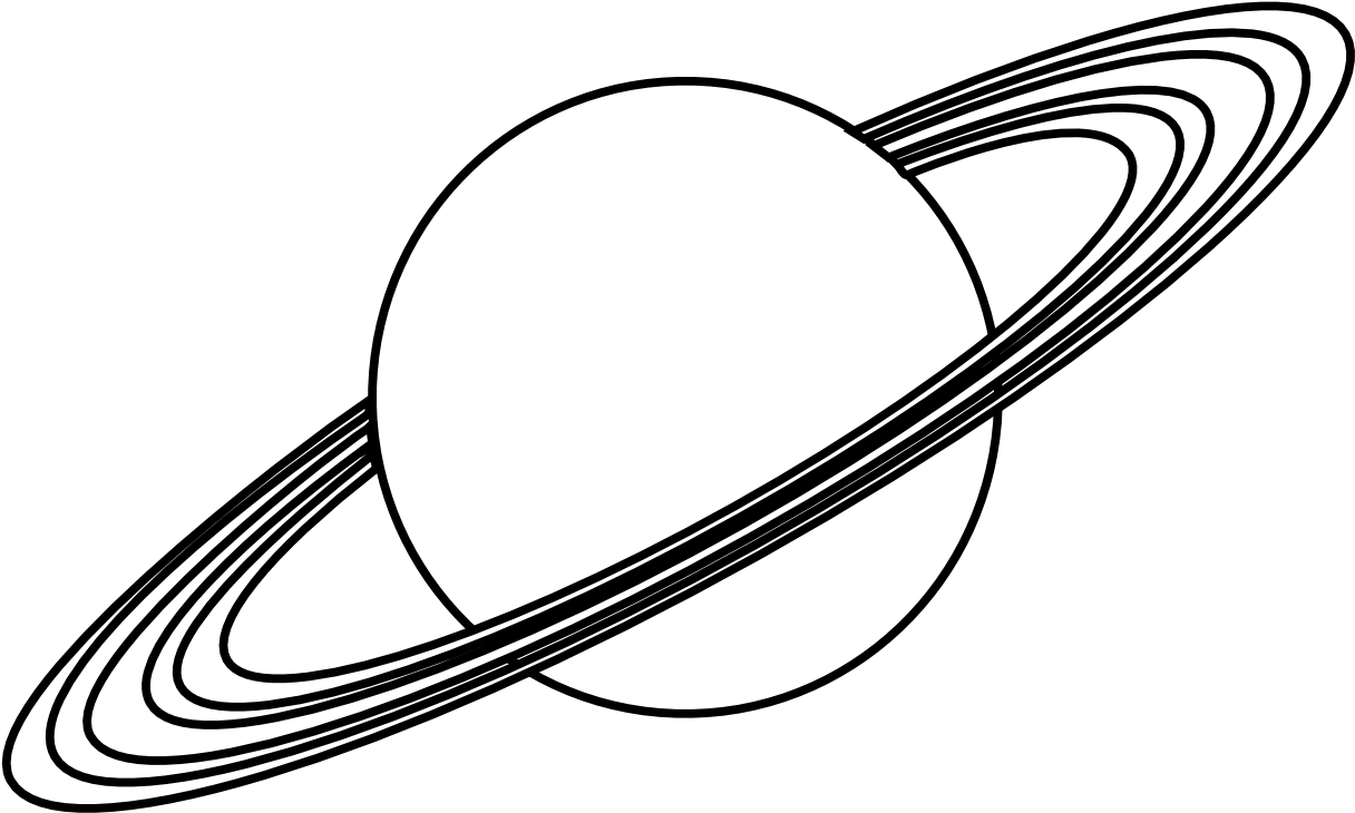 Planet Clipart Colouring Page - Black And White Planet (1331x795)