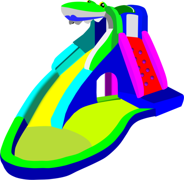 Bouncy Castle Water Slide Pool Vector Clip Art - Clip Art (600x585)