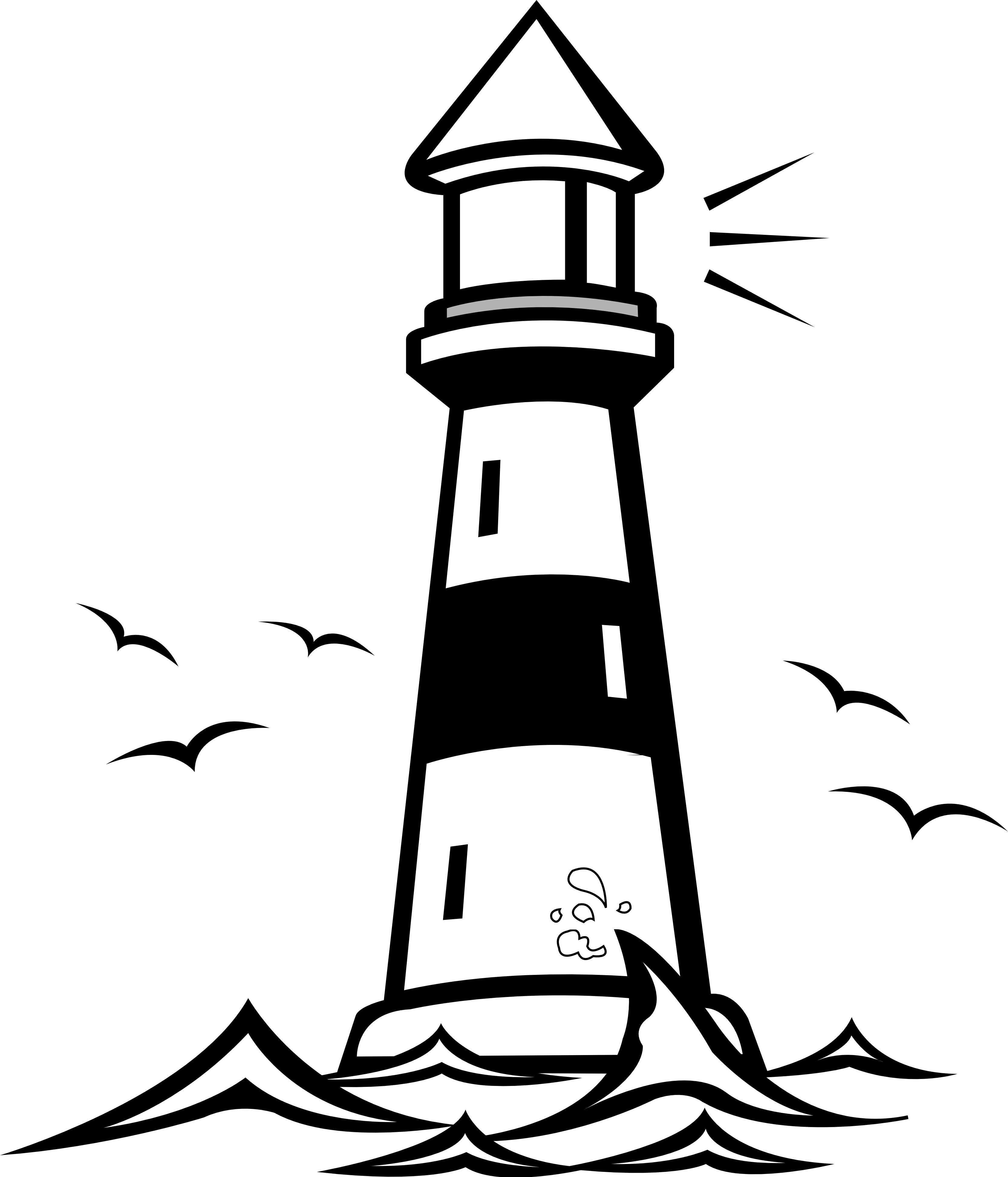 Black And White Light House Clipart - Lighthouse Clipart Black And White (3333x3890)