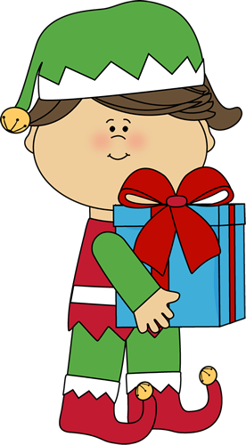Girl Christmas Elf With Gift - Elves Making Toys Clipart (276x500)