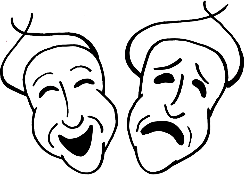 Comedy And Tragedy - Tragedy Mask Clip Art (950x677)