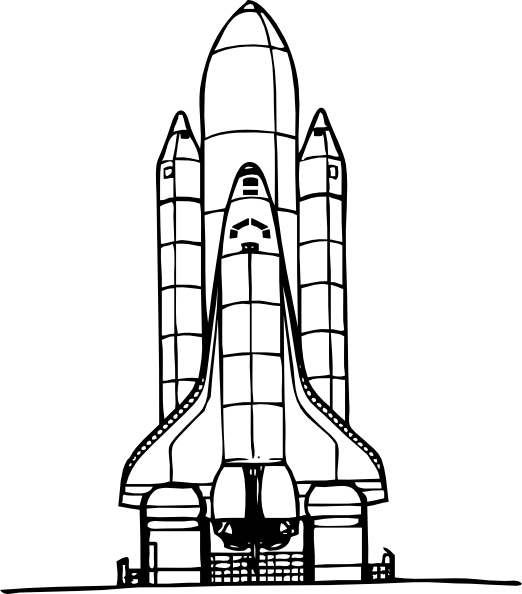 Challenger 20clipart - Space Shuttle Black And White (522x594)
