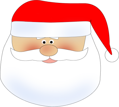 Santa Head Clip Art Image - Santa's Sleigh And Reindeer (413x370)