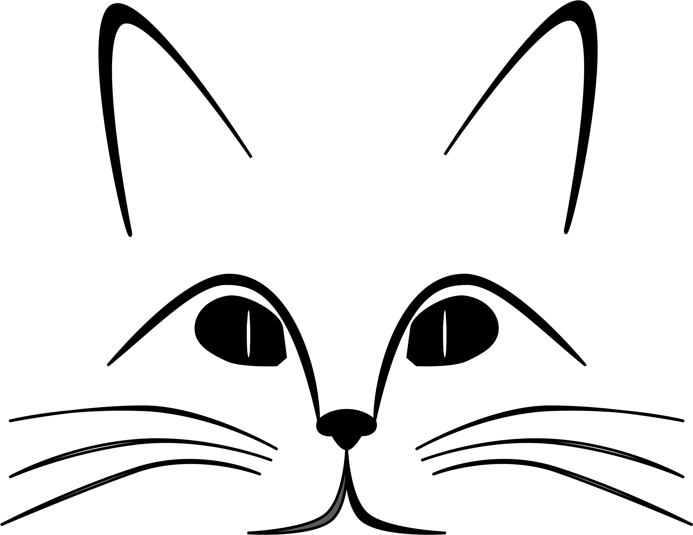 Cat Face Outline Clip Art - Cat And Heart Shower Curtain (2400x2304)