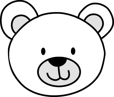 Simple Black And White Bear Pictures Bear Clip Cliparts - Teddy Bear Face Drawing (400x339)