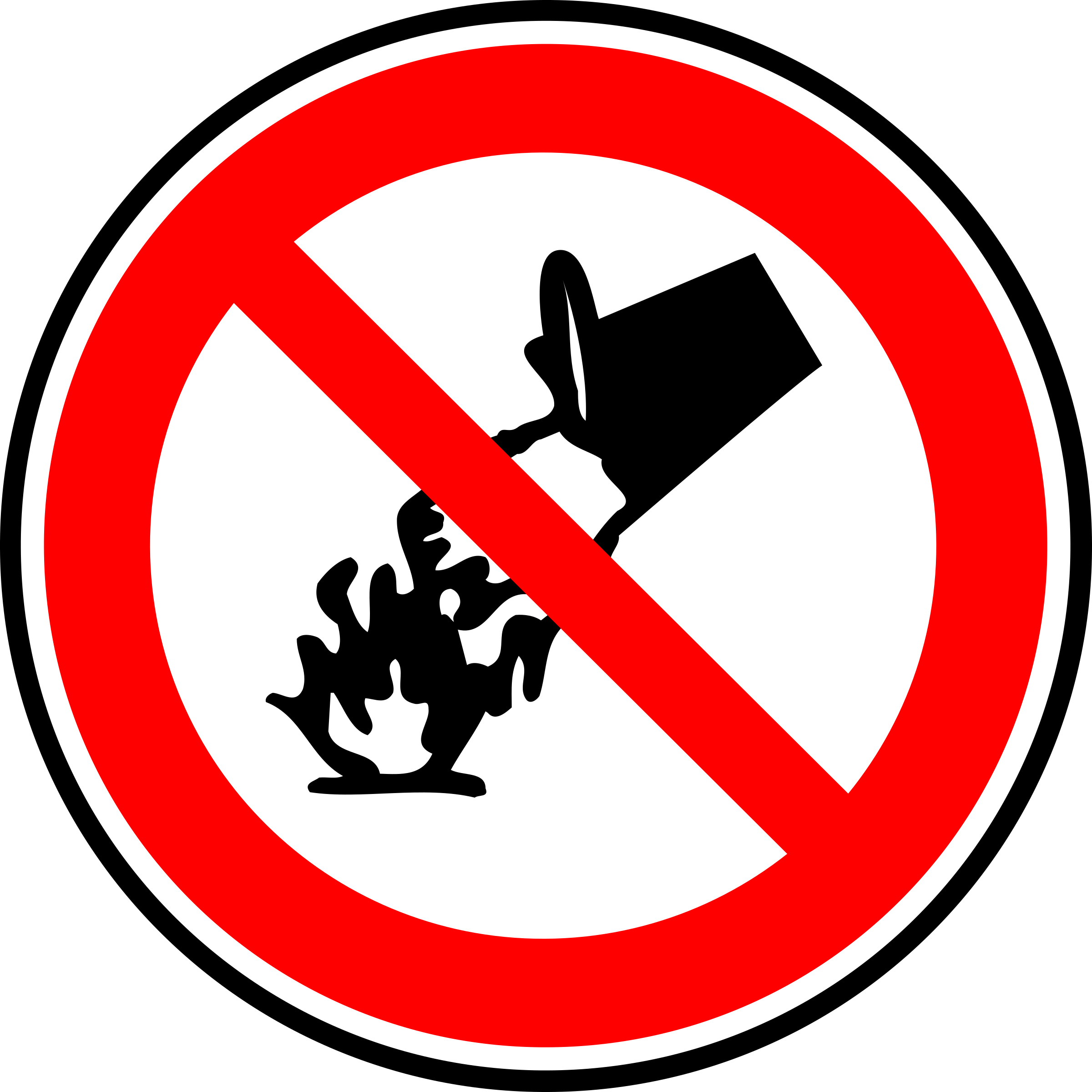 Prohibition - Clipart - Water On Fire Sign (1280x1280)