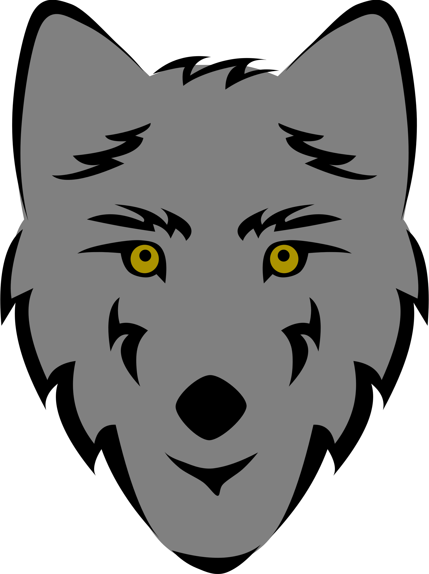 Wolf Clipart - Wolf Head Drawing Simple (1434x1920)