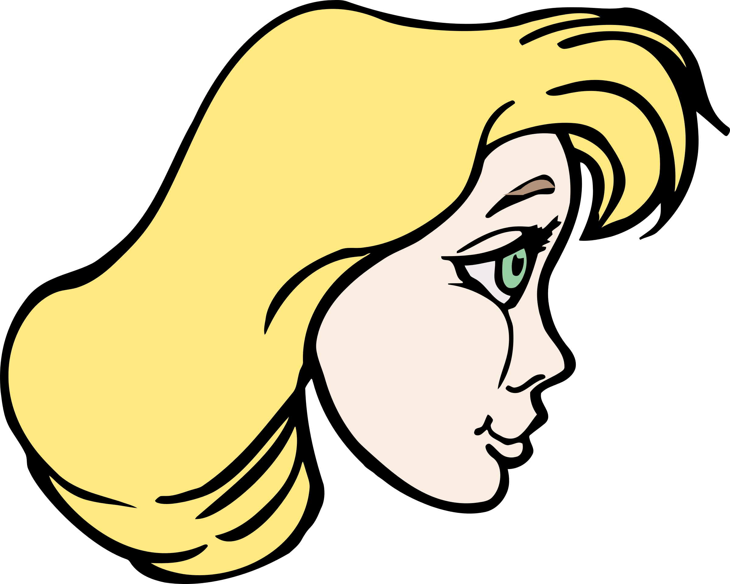 Profile Clipart Cartoon Face - Side Face Girl Clipart (2400x1920)