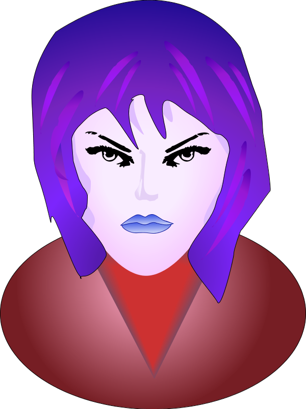 Mad Face Woman Angry Face Vector Clip Art - Smiley Femme Fatale Face 1 25 Magnet Emoticon (600x802)