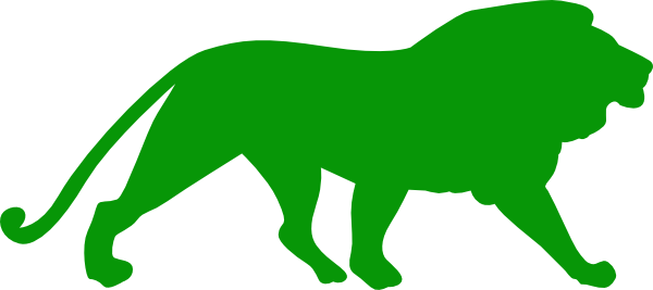 Lion Green Clip Art - Lion Silhouette Transparent Background (600x267)