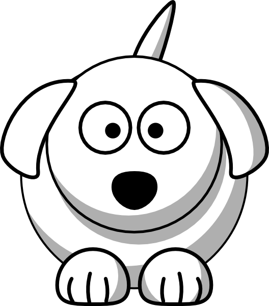 Dog - Face - Clipart - Black And White Dog Cartoon (528x599)