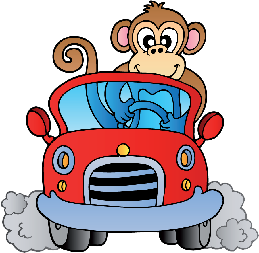Monkey Bizz - Monkey In Car Cartoon (992x992)
