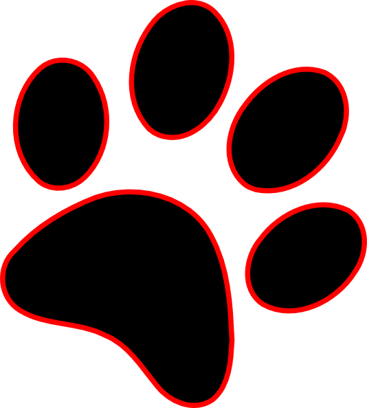 Paw Print Clip Art - Red And Black Paw Print (534x594)