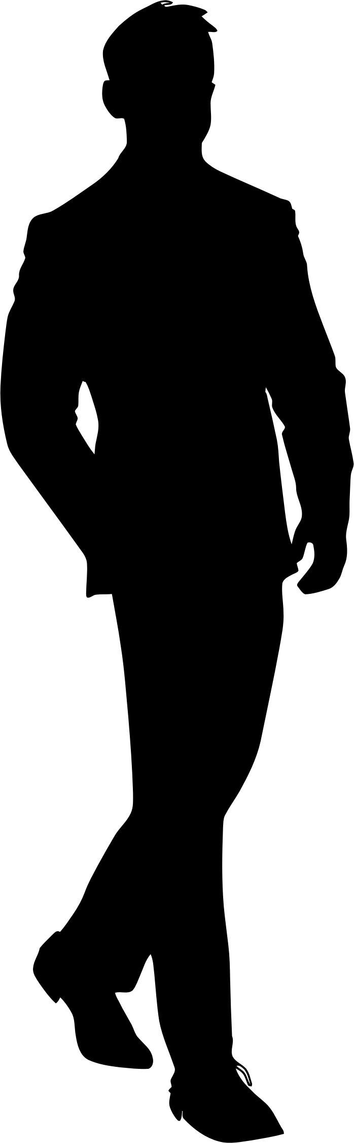 Suit Clipart Man In Black - Man Silhouette Png (698x2250)