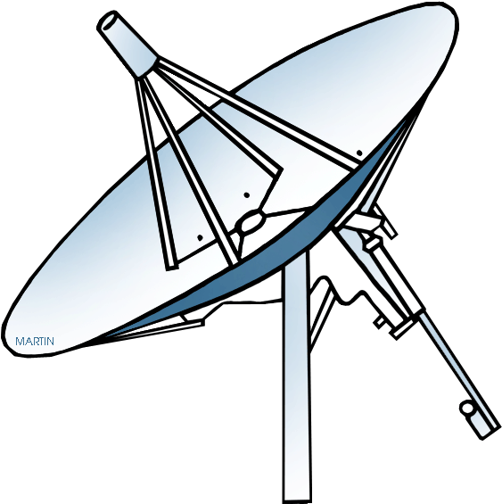 Outer Space Clip Art By Phillip Martin, Satellite Dish - Satellite Clipart (617x648)