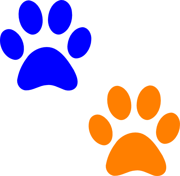 Wolf Paw Print Clip Art Clipart - Orange And Blue Paw Print (600x588)