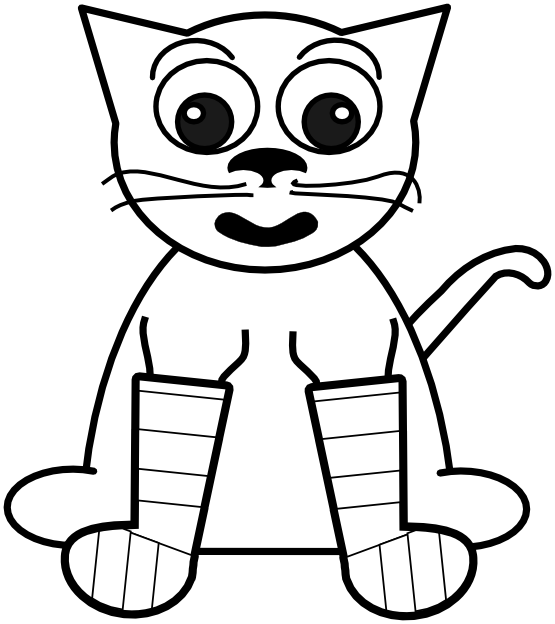 Rainbow Clipart Black And White - Lines Colouring Book Cat (555x624)