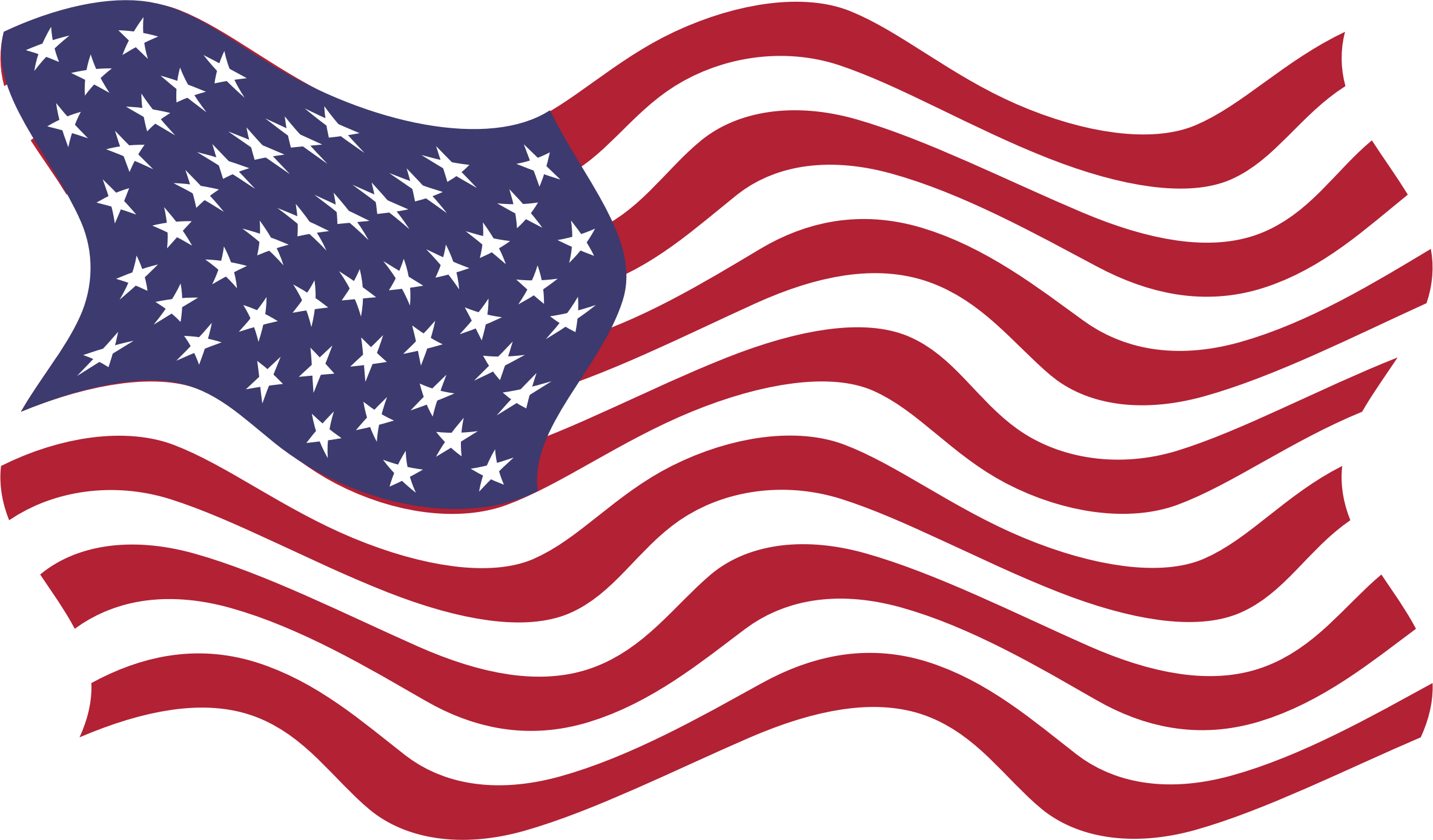 Wind Clipart Breezy - American Flag Vector Clipart Png (2366x1388)