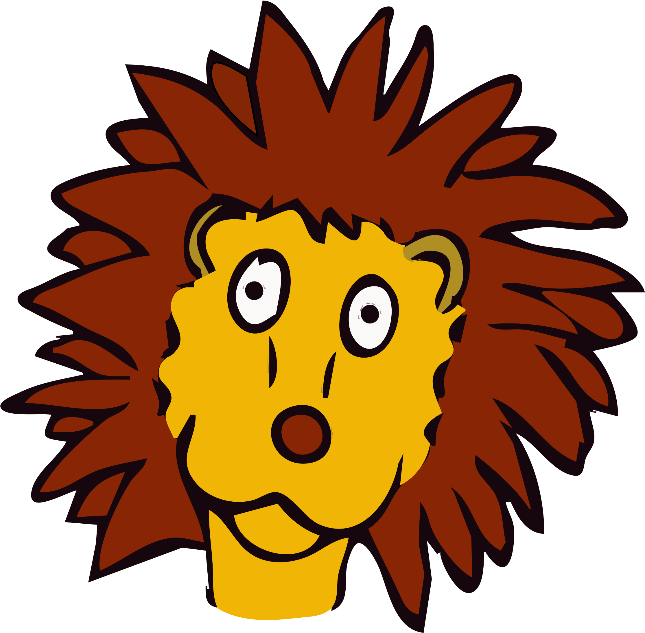 Free Lion Line Art Free Drawn Lion - Lion Cartoon Face Png (2400x2481)
