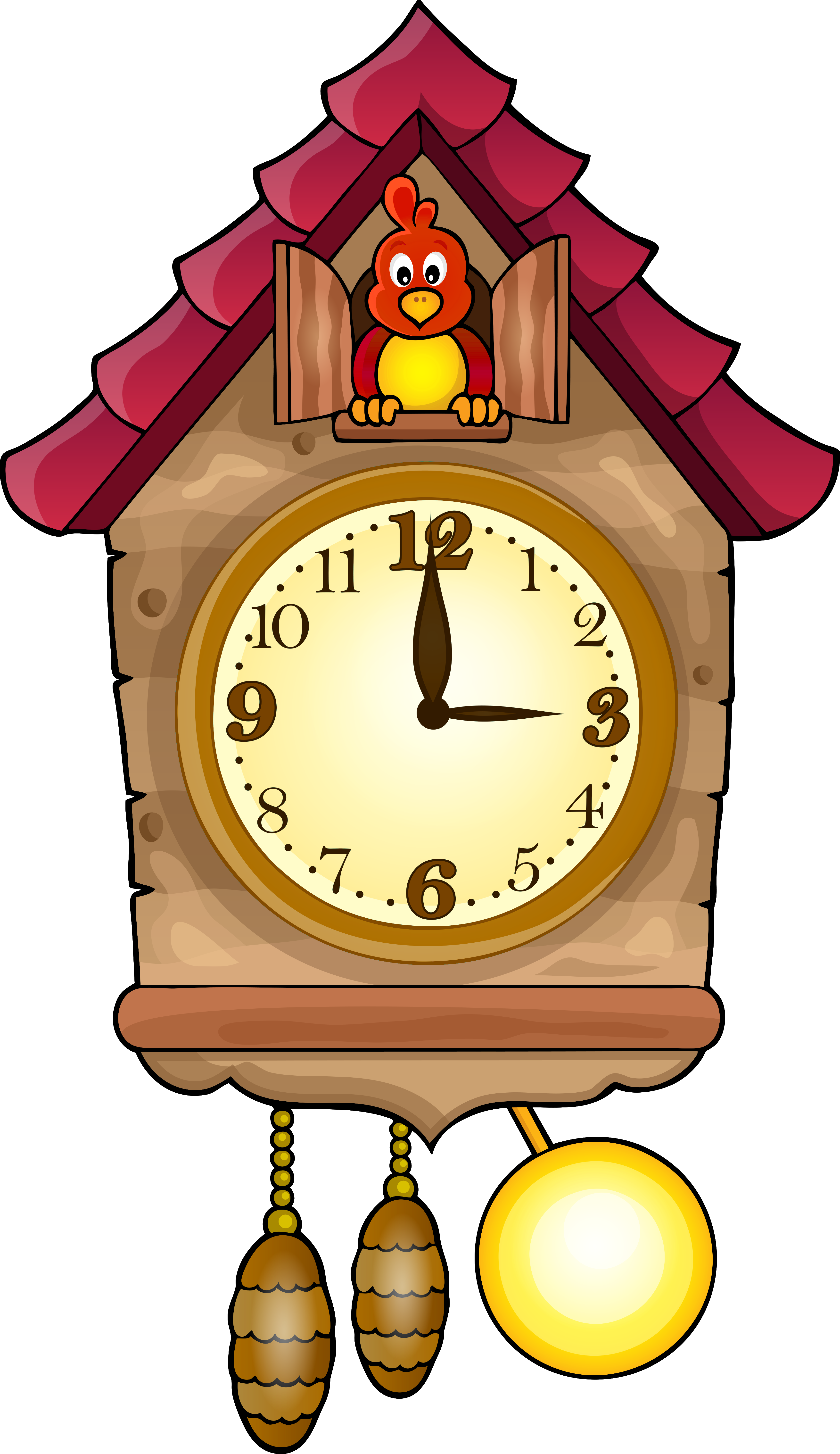 Cute Cuckoo Clock Png Clip Art - Clock Clipart (3768x6170)