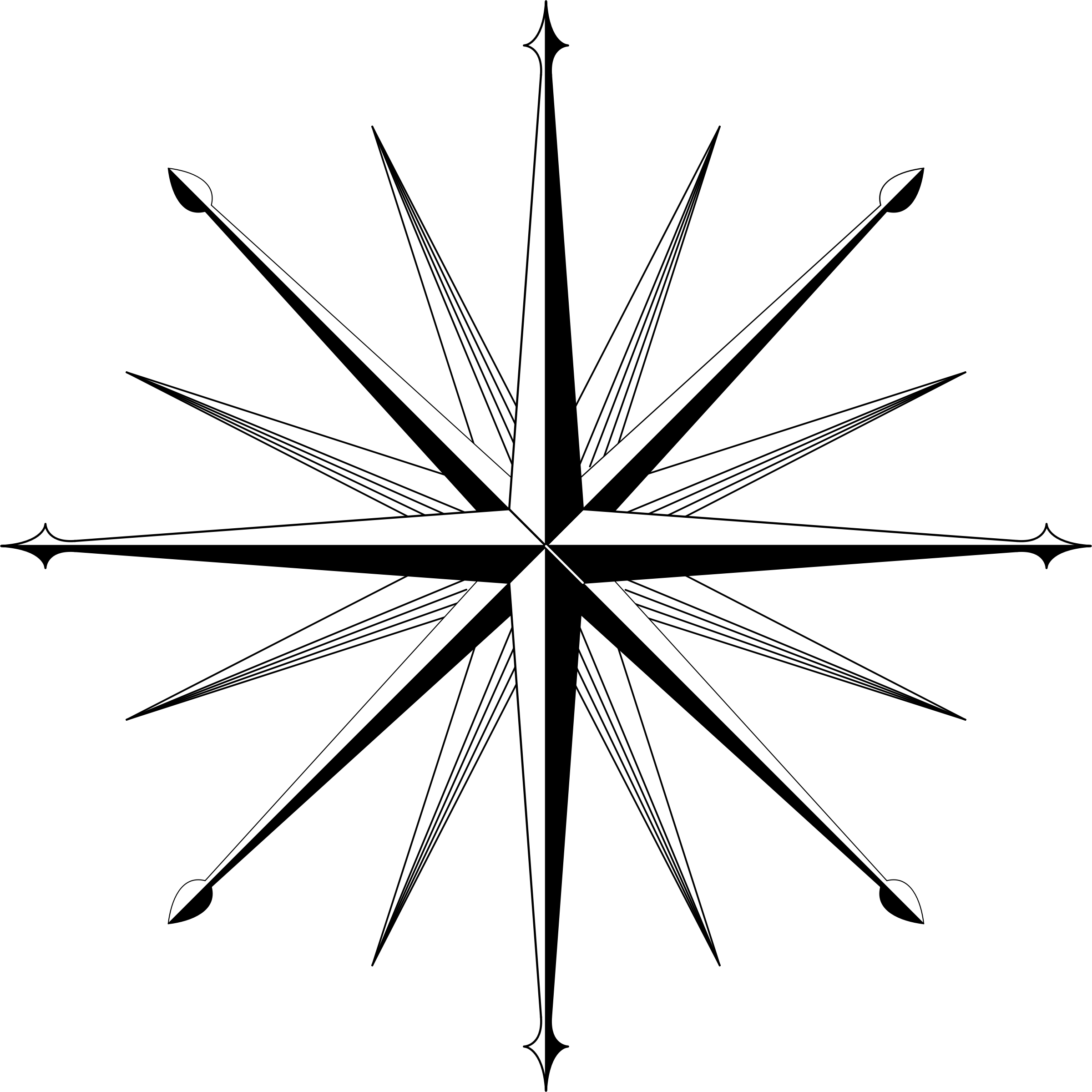 Compass Outline Wind Rose Compass Rose Clip Art Compass - Blank 16 Point Compass Rose (2400x2400)