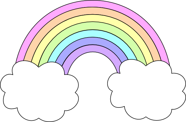 Pastel Rainbow Clip Art - White (600x394)