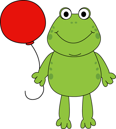 Clipart Info - Frog Holding A Balloon (450x501)
