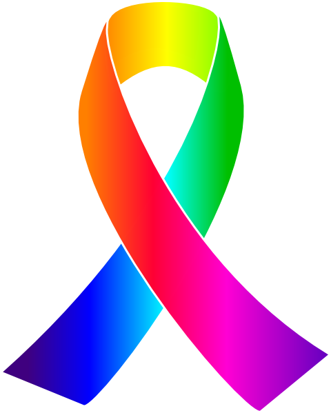Awareness Ribbons Clip Art - Breast Cancer Ribbon Rainbow (480x599)